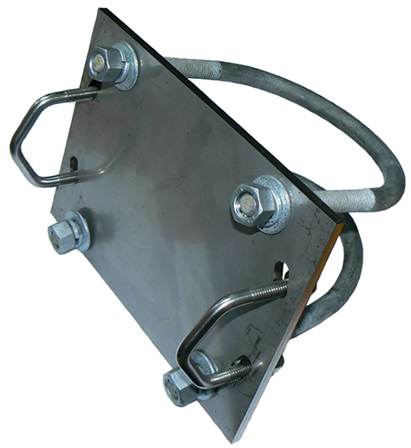 Right-angle extra large Yagi clamp, 304 stainless steel – boom 25mm square, mast 100-120mm dia.